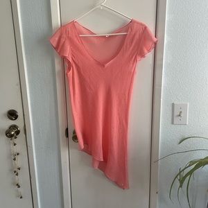 Pretty in Pink! Sequin detail, V-neck, sheer blouse- Asymmetrical 💖